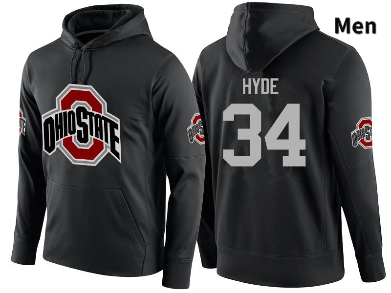 Ohio State Buckeyes Carlos Hyde Men's #34 Black Name Number College Football Hoodies
